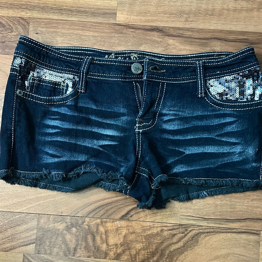 Wallflower Blue Jean Shorts with Sequins